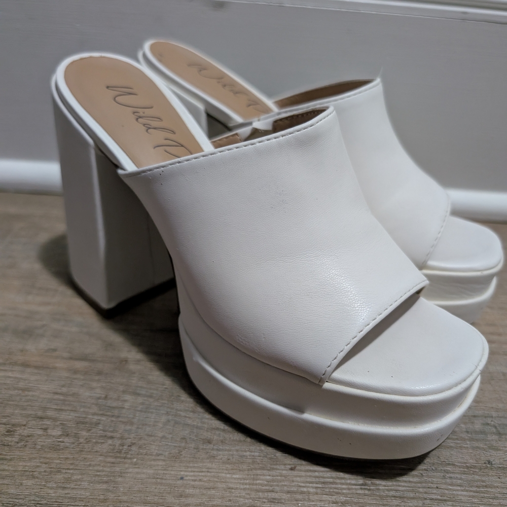 White Platform Mules by Wild Diva